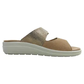 ROHDE Damen Pantolette Leder Zierschnalle Druck Wechselfußbett Rivella 5727, Größe:39 EU, Farbe:Beige - 39