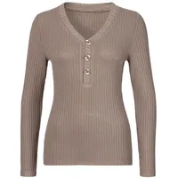 LASCANA Langarmshirt Damen taupe Gr.36/38