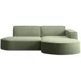 kaiser möbel Ecksofa Designer MODENA STUDIO stoff Dicker cord Poso Hellgrün Rechts