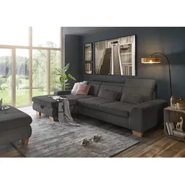 Set One by Musterring Ecksofa, grau (anthrazit), SET ONE BY MUSTERRING, Sofas, B/H/T: 307cm x 86cm x 195cm, Cord, Ottomane links, Sitzhöhe 49cm,Sitztiefenverstellung im 3-Sitzer,Kopfteilverstellung,Bettfunktion,Bettkasten, 88% Polyester;12% Polyamid, Ecksofa, Kopteil