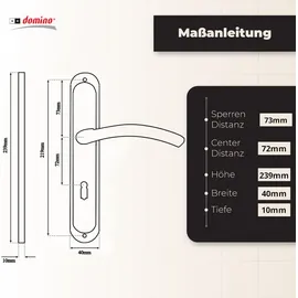Domino Türgriff 72 Drückergarnitur BB-Buntbart Silber