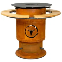 MOESTA-BBQ 19506 Bandit Fireplace - Feuerstellen-Grill, Corten-Stahl Feuertonne mit Rost, BBQ-Disk, Ablagebretter Bambus