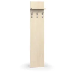 Garderobenwand PRIMO WOOD, 3 Kleiderhaken, Ablage, Birke