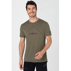 SUPER.NATURAL Print-Shirt Merino T-Shirt M GROSSGLOCKNER TEE wärmender Merino-Materialmix braun XXL