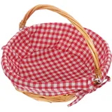 Cabilock Handgefertigter Wicker-korb mit Griff und Stoffeinsatz Rustikaler Weidekorb für Eiersammlung Lebensmittelaufbewahrung und Picknick Handgeflochtenes Design Stabil und Tragbar für
