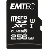 Emtec ECMSDM256GXC10GP microSD-Karte Klasse 10, Elite Gold Serie, UHS-I U1, mit Performance-Adapter, Lesegeschwindigkeit bis zu 90MB/s, Schwarz/Gold, 256 GB