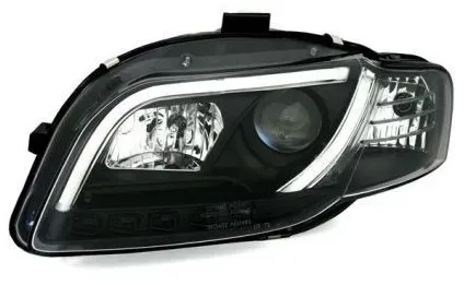 Kristallscheinwerfer für Audi A4 B7 Lightbar-Design (2004–2008) – schwarz