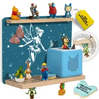 DUAPLAN Kinder Regal kompatibel mit Toniebox und 40 Tonies magnetisches Wandregal zur Aufbewahrung im Kinderzimmer Türkis Blau Fee Design platzsparend und zauberhaft für Mädchen und Jungen