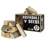 Buche Brennholz Kaminholz 15-90 kg für Kamin und Ofen Kaminofen Feuerschale Grill Feuerholz Holz Buchenholz Holzscheite Wood 25 cm Kammergetrocknet Grillmaster, Menge:25 kg