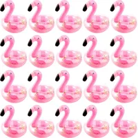 ZPSOSPZ Flamingo-Becherhalter, 12PCS Rosa Paillette Flamingo Inflatable Drink Holder, für Pool, Whirlpool, Schwimmen, Strand, Schwimmer, Untersetzer, Wasserspielzeug, hawaiianische Luau-Party