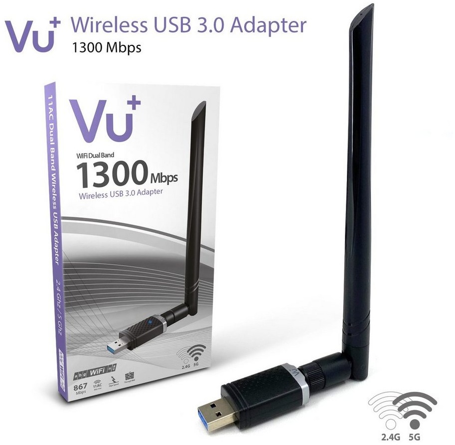 VU+ VU+® Dual Band Wireless USB 3.0 Adapter 1300 Mbps inkl. 6 dBI Antenne SAT-Receiver