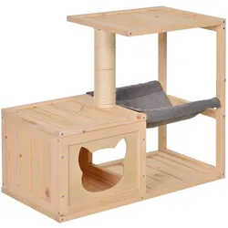PawHut Katzenhaus Tanne, Sisalseil, Baumwollstoff