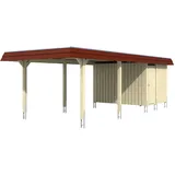 SKANHOLZ Skan Holz Carport Wendland Natur + Anbau 362 x 870 cm EPDM-Dach