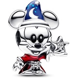 PANDORA Disney Zauberlehrling Micky Charm aus Sterling Silber mit Zirkonia, Kompatibel Moments, 792954C01