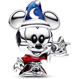 PANDORA Disney Zauberlehrling Micky Charm aus Sterling Silber mit Zirkonia, Kompatibel Moments, 792954C01