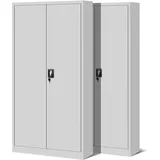 2er Set Werkzeugschrank 4 Einlegeböden Drehgriff Pulverbeschichtung Flügeltürschrank cm x cm x cm Grau