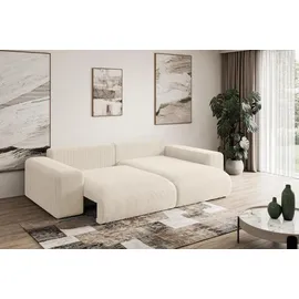 altdecor Ecksofa Cord mit Schlaffunktion 2-Sitzer Beige