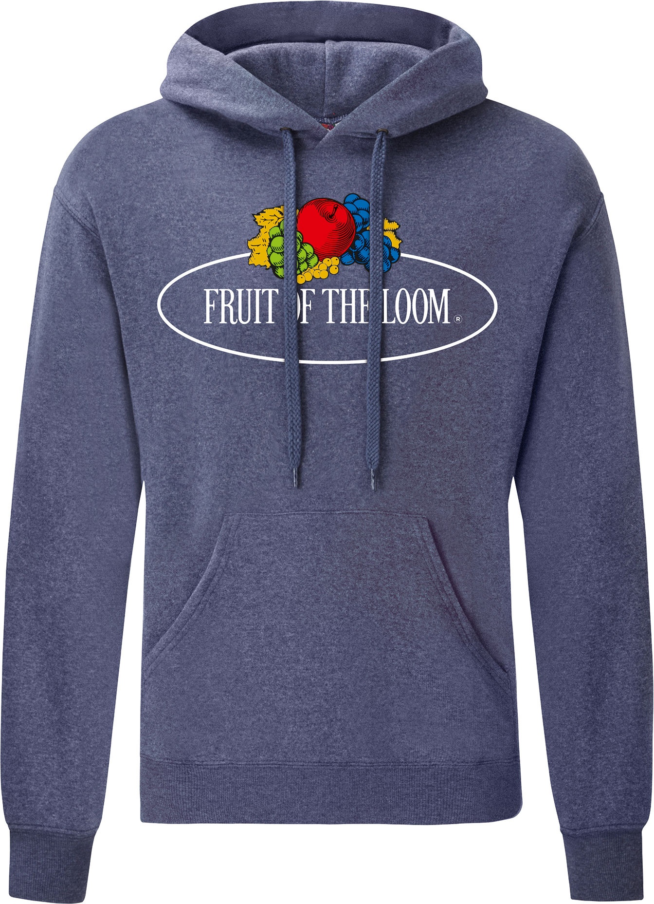 Fruit of the Loom Fruit of the Loom Kapuzenpullover mit großem Vintage-Logo, vintage navy meliert - Vintage-Logo groß, L