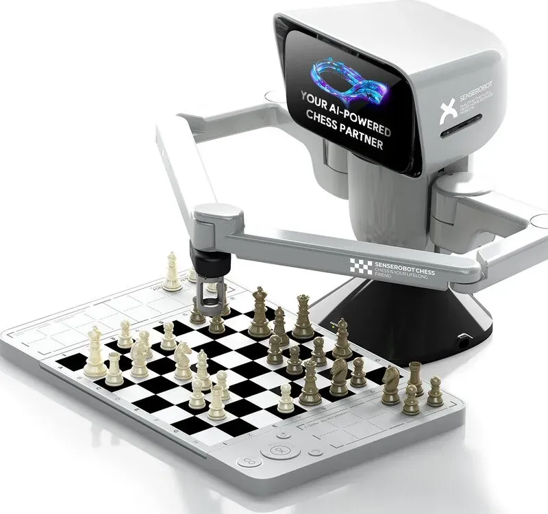 Frühbucher-Sonderpreis | SenseRobot Mini KI-Schachroboter – Elektronisches Schachbrett mit Roboterarm, intelligentes Schachset für Erwachsene und Kinder, APP-verbindbar, tragbares Reiseschachspiel