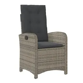 vidaXL Gartensessel mit Kissen 2 Stk. Verstellbar Grau Poly Rattan