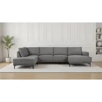 Wohnlandschaft OTTO HOME "XXL Sofa Oland, Struktur, Flachgewebe, Luxus-Microfaser, Boucle", braun (hellbraun), B:345cm H:85cm T:210cm, Struktur weich (100% Polyester);Luxus-Microfaser (100% Polyester);Webstoff (100% Polyester), Sofas, Wohnlandschaft, U-Form, 345 cm, Wellenunterfederung, Skandi-Design, Metallfüße