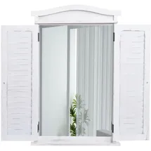Mendler Wandspiegel Badspiegel Badezimmer Spiegelfenster mit Fensterläden, 71x46x5cm ~ shabby weiß
