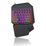 BUMHUM USB optische beleuchtete Gaming Einhandtastatur Set Gaming-Tastatur schwarz