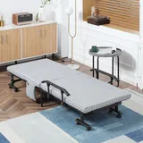 Klappbett Gästebett Aus Stahl In Hellgrau 190x76 Cm Mit 5-fach Verstellbarer Rückenlehne