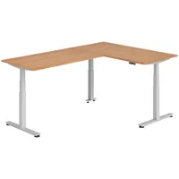 Bümö Eckschreibtisch Nussbaum, Silber, Nachbildung,Nussbaum, Rechteckig, 160x74x240 cm, FSC