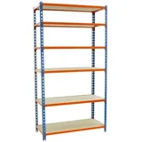 simonclick Schwerlastregal Holz 2500x1200x500 mm blau/orange