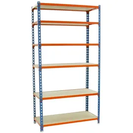simonclick Schwerlastregal Holz 2500x1200x500 mm blau/orange