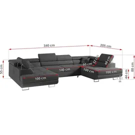 MKS Meble Ecksofa Dunkelgrau mit Bettkasten
