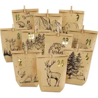 Luxuskollektion Adventskalender Tüten zum Befüllen Basteln Schwarz Weihnachten 24