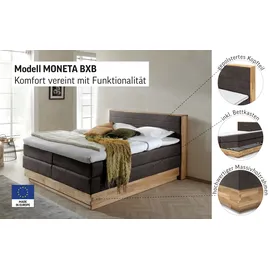 Home Affaire Boxspringbett HOME AFFAIRE "Cavan", grau (charcoal), L:220cm, Microfaser (100% Polyester), Komplettbetten, Boxspringbett, Eiche, inkl. Bettkasten & Topper, verschiedene Härtegrade (auch H4)