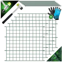 KESSER Zaun Teichzaun Gartenzaun Steckzaun Komplettset Metall Zaun für Garten, (Inkl. Handschuhe, Hammer + Befestigungsstäben), Zaun zum stecken für Garten, Gitterzaun Set Freigehege für Tiere grün