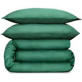 Wolkenfeld Edel Mako-Satin Uni Waldgrün 135 x 200 cm + 2 x 40 x 80 cm