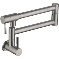 HomeLava Faltbar Wasserhahn Küche Wandmontage Topffüller Spültischarmatur Einhand Küchenarmatur Kaltwasserhahn Kaltwasser Wandarmatur für Küche Einhebelmischer Einloch Zwei Griffe