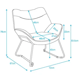 bene living Sessel Aliano 72 x 76 x 0 cm Grau