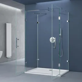 SoGood U-Form Duschkabine Ravenna40 80x90x195cm Duschabtrennung 8mm ESG-Sicherheitsglas Klarglas inkl. beidseitiger Easy-Clean-Beschichtung