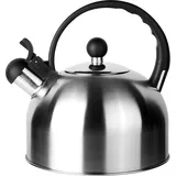 Does Not Apply Wasserkessel Teekessel 2.5 Liter aus hochwertigem Edelstahl Rostfrei Induktion Wasserkocher Teekocher mit Pfeifton, alle Herdarten geeignet, Klassischer Flötenkessel
