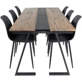 ebuy24 Jakarta Essgruppe Esstisch Teak und 6 Polar Esszimmerstühle schwarz.