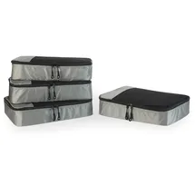 Amazon Essentials 4-teiliges Packwürfel-Reisezubehörset, Gepäckorganizer mit Doppelreißverschluss, Netzoberseite, 100% Polyester, mittelgroß, grau (früher Amazon Basics)