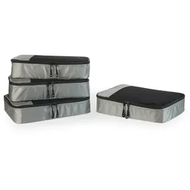 Amazon Essentials 4-teiliges Packwürfel-Reisezubehörset, Gepäckorganizer mit Doppelreißverschluss, Netzoberseite, 100% Polyester, mittelgroß, grau (früher Amazon Basics)