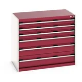 bott cubio Schubladenschrank, Schubladen 3x100 + 2x150 x 1x200 mm, TK je 75 kg, Breite 1.050 mm, purpurrot