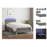 vidaXL Boxspringbett mit Matratze & LED Dunkelgrau 100x200 cm Stoff