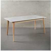 MAGNA Atelier Esstisch MALMÖ mit Marmor Tischplatte, Dining Table, Küchentisch, Esche Gestell, 160x80x75cm weiß