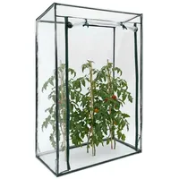 Relaxdays Tomatengewächshaus mit Schrägdach 1 x 0,5 x 1,5 m transparent/schwarz 2 St.