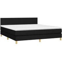 vidaXL Boxspringbett mit Matratze & LED Schwarz 180x200 cm Stoff