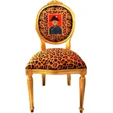 Casa Padrino Barock Medaillon Luxus Esszimmer Stuhl Leopard / Gold Napoleon - Luxs Kollektion