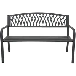 Mendler Gartenbank HWC-F45, Bank Parkbank Sitzbank, 2-Sitzer pulverbeschichteter Stahl ~ schwarz